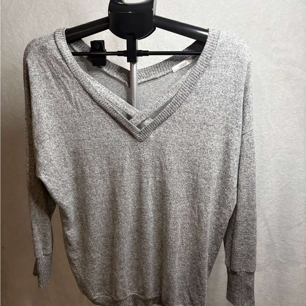 Cherish Gray V-Neck Sweater